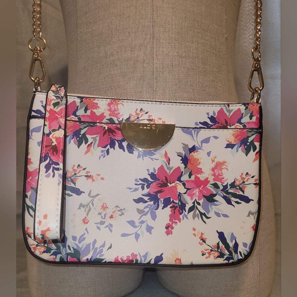 NWOT Aldo White Floral Slim Crossbody Adjustable Strap